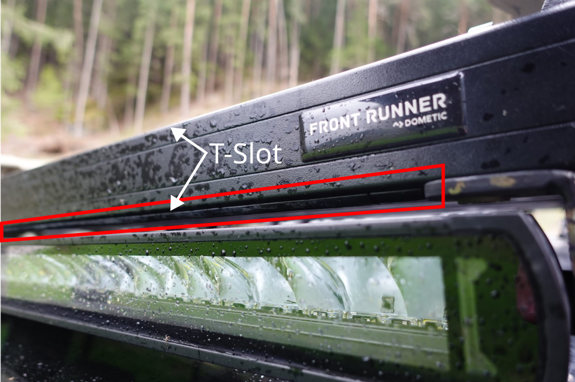 Roof rack for overlanding with mounted LED light bar